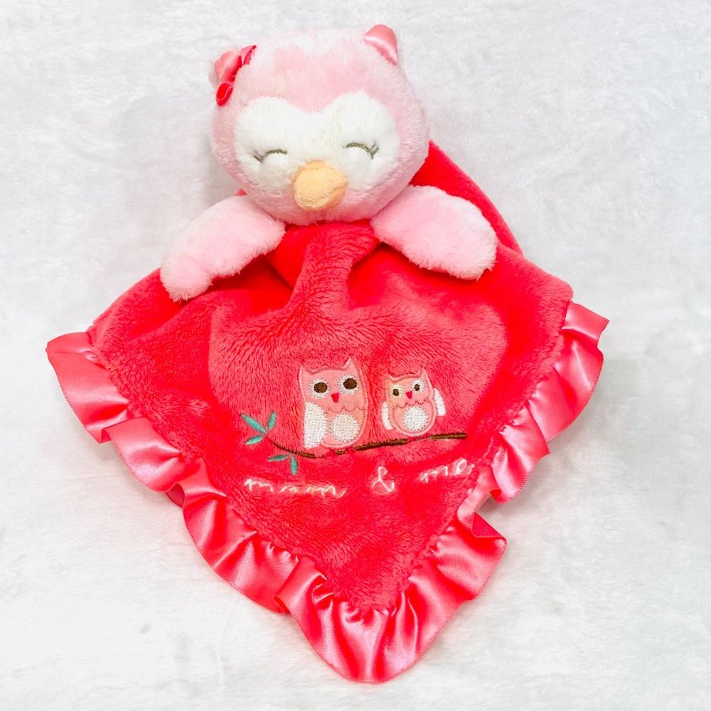 Baby Starters Mom & Me Lovey Security Blanket with Owl Satin Trim 14.5" Square